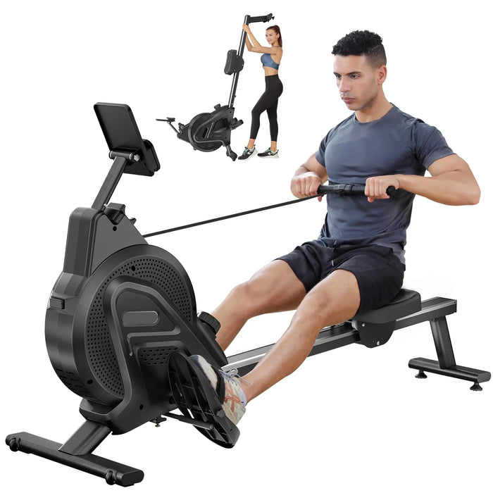 Rowing Machine, Magnetic Rower Machine 16 Resistance Levels Quiet Machine with Max 350Lb Weight Capacity, Foldable Rower for Home Workout Black