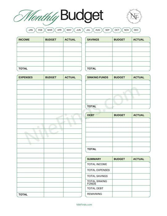 Monthly Budget Planner PDF for Personal Finance and Expense Management