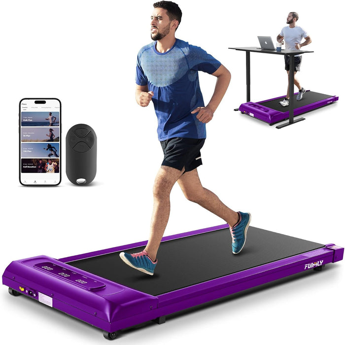 Walking Pad Treadmill under Desk Treadmill 300 Lb Capacity, Portable Treadmills for Home Office Gym, 2.5 HP Quiet Desk Treadmill Works with Smart APP & Remote Control, No Assembly Required