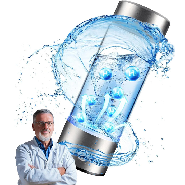 Hydrogen Water Bottle, Portable Hydrogen Water Ionizer Machine, Hydrogen Water Generator - Rechargable - Hydrogen Rich Water Glass Health Cup for Home Travel - Silver