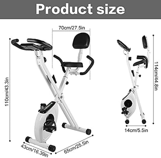 Exercise Bike, Upright and Foldable Stationary Bike with Magnetic Resistance/Lcd Monitor/Pulse Sensors,Fitness Exercise for Home Gym