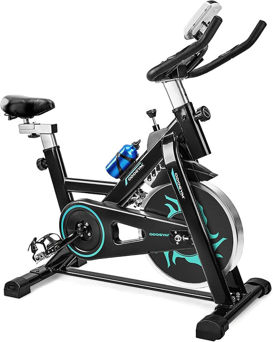 Indoor Cycling Bike Stationary - Exercise Bike with Comfortable Seat Cushion, Phone/Ipad Bracket, Heavy Flywheel and LCD Monitor for Home Gym