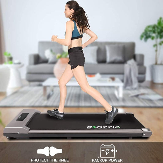 Motorised Treadmill, under Desk Treadmill Portable Walking Running Pad Flat Slim Machine with Remote Control and LCD Display for Home Office Gym Use, Installation-Free