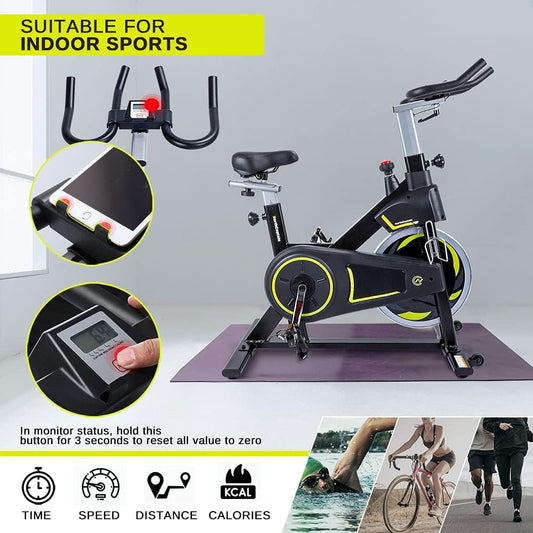 Indoor Cycling Bike, Stationary Exercise Bike, Magnetic Resistance Exercise Bike with Ipad Mount & Comfortable Seat Cushion