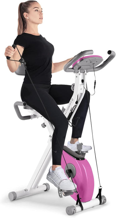 Folding Exercise Bike with 8-Level Adjustable Magnetic Resistance | Upright and Recumbent Stationary Bike with Backrest Perfect Workout Bike for Home Use for Men, Women Home Cardio Workout Training