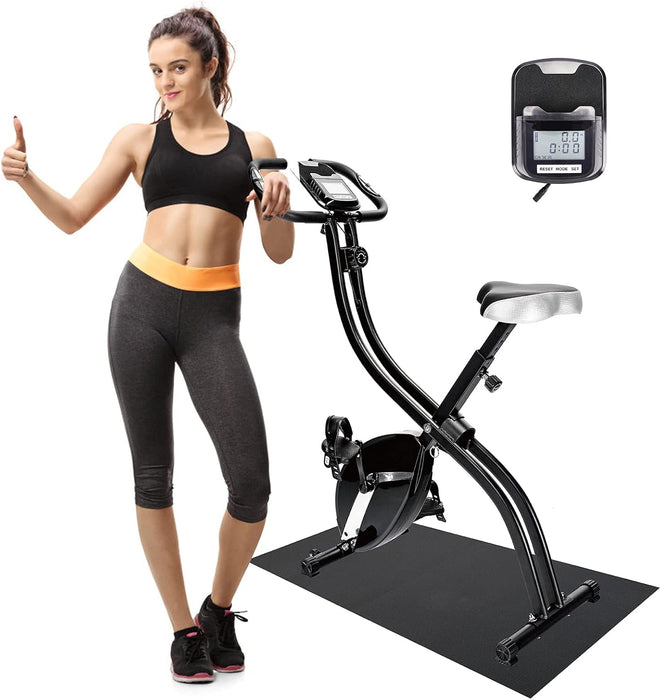 Stationary Bikes Folding Magnetic Upright Exercise Bikew/Lcd Screen, Adjustable Comfortable Seat, for Home Office Useonary Bikes Folding Upright Exercise Bike