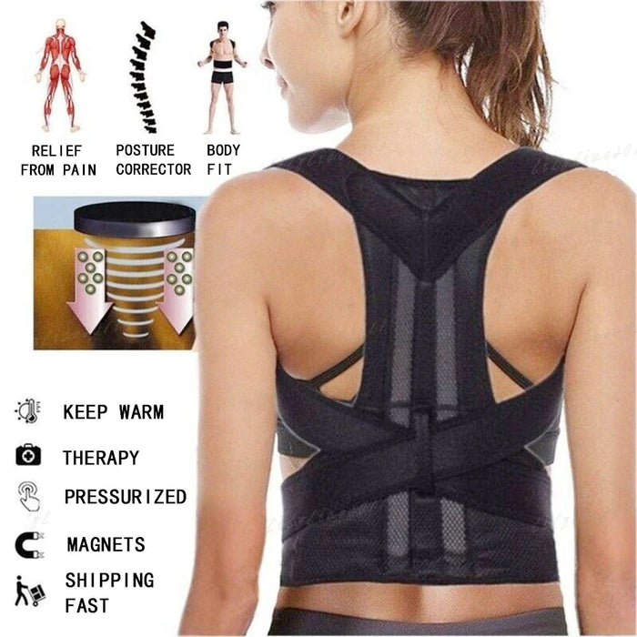 Adjustable Posture Corrector Low Back Support Shoulder Brace Belt for Men Women