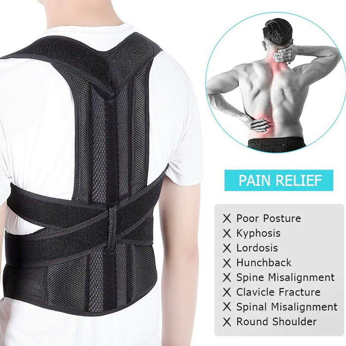 Adjustable Posture Corrector Low Back Support Shoulder Brace Belt for Men Women