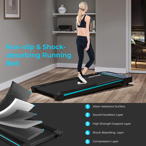 Under Desk Electric Treadmill, Portable Treadmill, Walking Pad Slim Treadmill with Bluetooth Speaker, Remote Control and LED Display, Walking Jogging Machine for Home Office Use