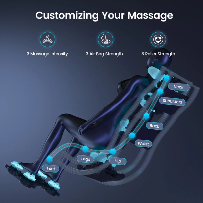 4D Massage Chair, Zero Gravity Shiatsu with Stretching Function, Bluetooth, Heating, Leather