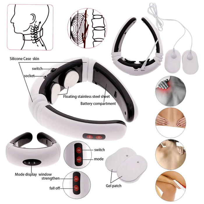 Electric Neck Massager - Pulse & Magnetic Therapy for Instant Pain Relief