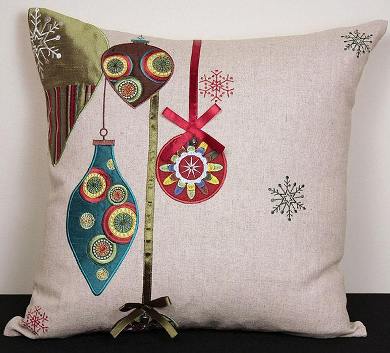 Noel Ornaments Holiday Pillow