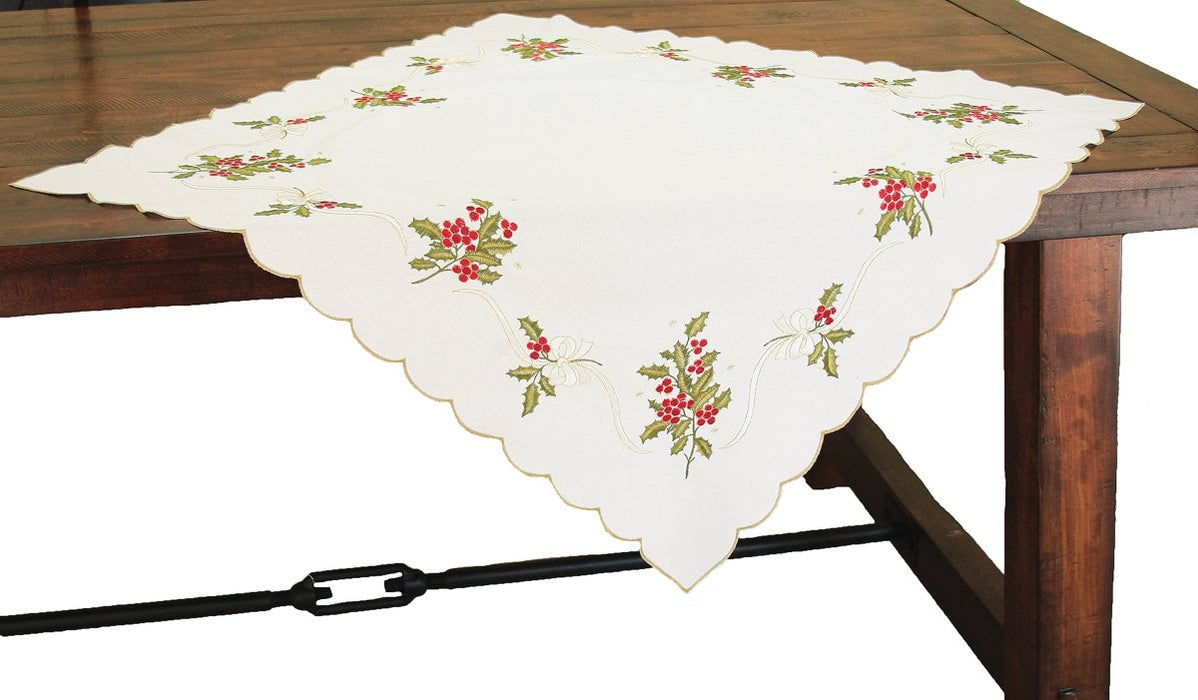 Holly Berry Table Topper, 34''x34''