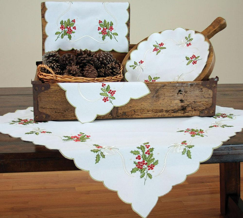 Holly Berry Table Topper, 34''x34''