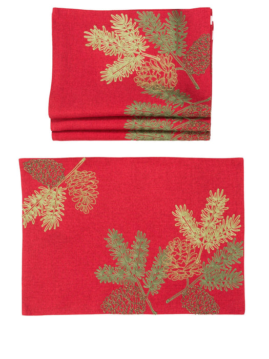 Christmas Pine Tree Branches 14''x20'' Placemats, Set of 4