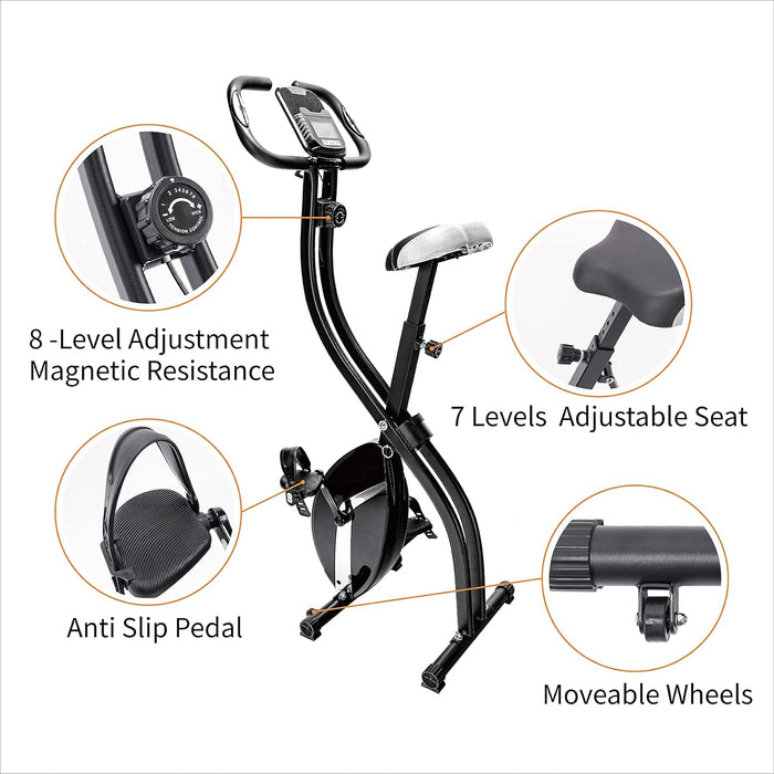 Stationary Bikes Folding Magnetic Upright Exercise Bikew/Lcd Screen, Adjustable Comfortable Seat, for Home Office Useonary Bikes Folding Upright Exercise Bike