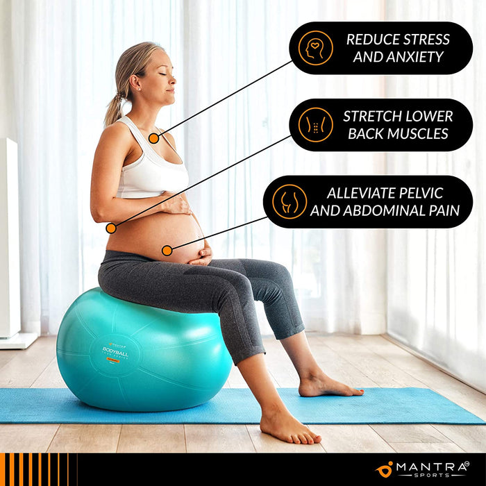 Exercise Ball Yoga Ball Chair for Fitness, Stability, Pilates, Pregnancy, Birthing, Therapy or Workout - 55Cm / 65Cm / 75Cm Extra Thick, Anti-Burst & Non-Slip, Gym Quality Balance Ball - Pump & Guide