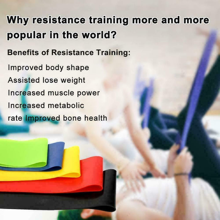 RESISTANCE BANDS SET LOOP Exercise Yoga 5Pc Elastic Fitness Gym Workout Training