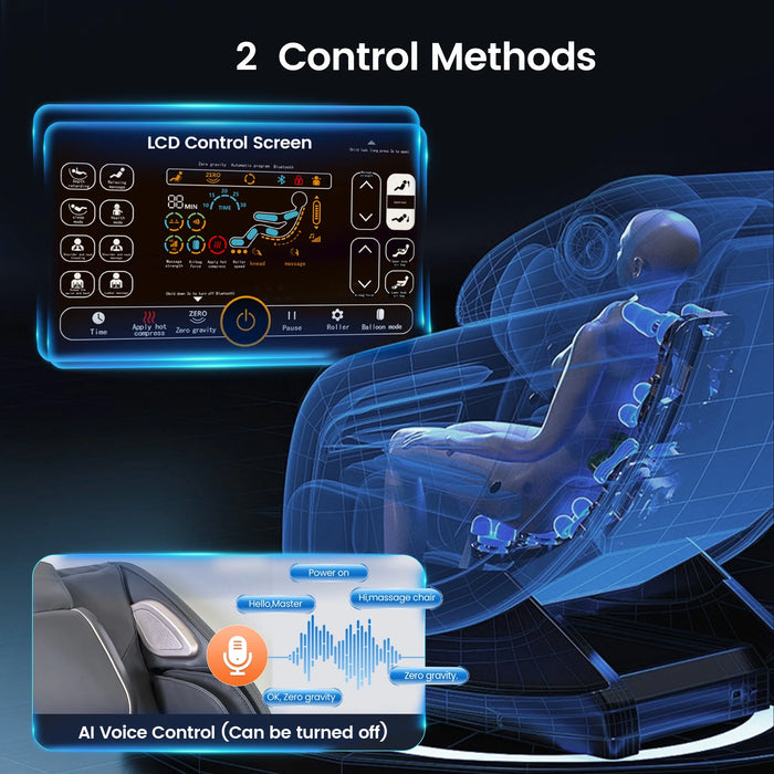 4D Massage Chair, Zero Gravity Shiatsu with Stretching Function, Bluetooth, Heating, Leather