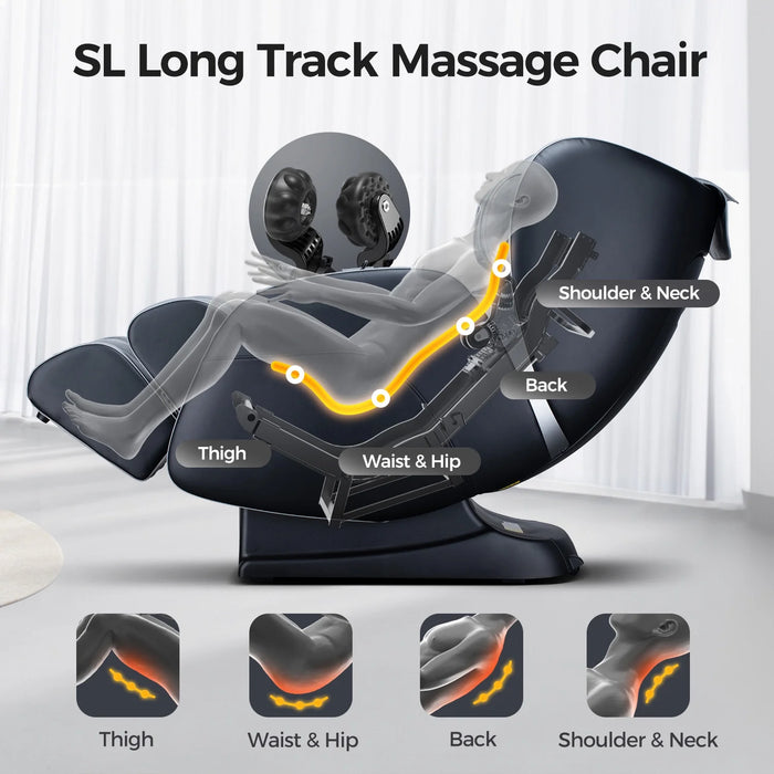 4D Full Body Massage Chair SL Track Zero Gravity Shiatsu with Bluetooth and Heating, Black