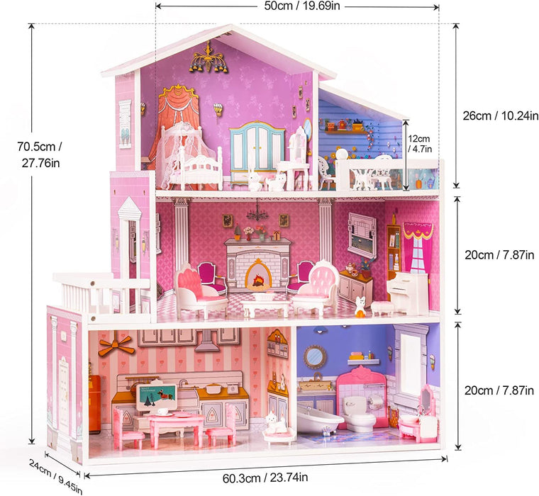 ROBOTIME 3 Levels Wooden Dollhouse