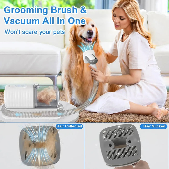 Dog Grooming Vacuum Kit: 16000Pa Powerful Dog Vacuum Brush for Shedding Grooming 99% Pet Hair Suction with 4 Pet Grooming