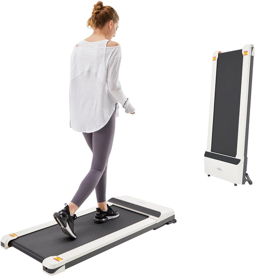 under Desk Treadmill without Assembling for Home & Office with Foldable Wheels, Small Walking Jogging Machine Exercise Machine with Low Noise & Sports App