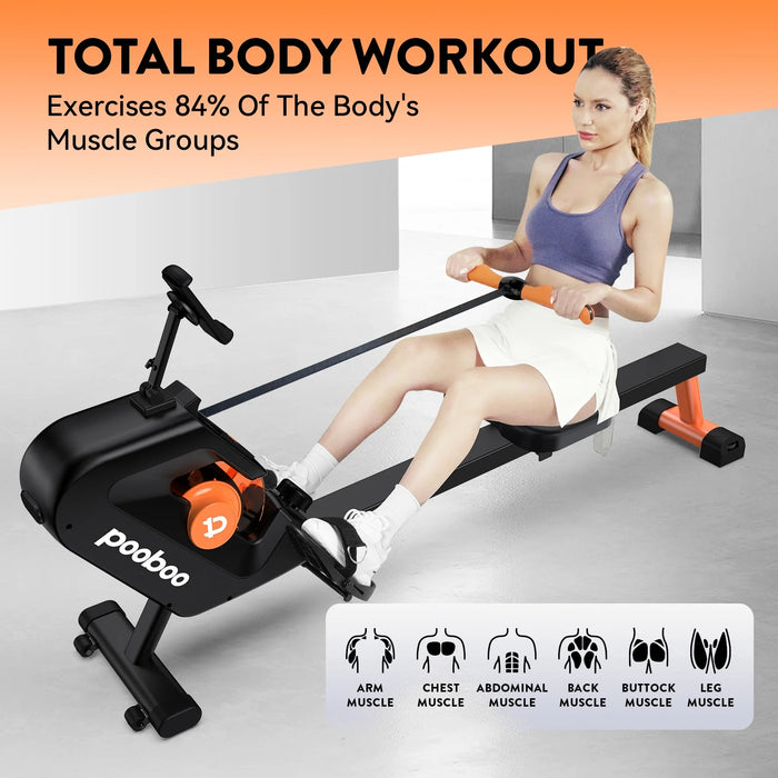 85% Pre-Assembled Magnetic Rowing Machines Rower Foldable 8 Level Resistance Indoor Rower Machines Home Exercise 350Lb