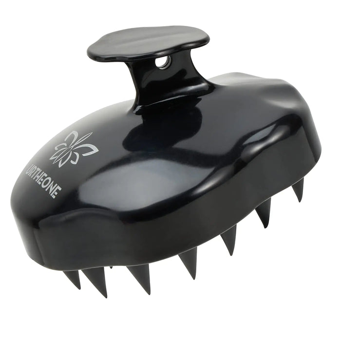 Hair Scalp Massager Brush - Silicone Scrub for Growth & Dandruff (Black)